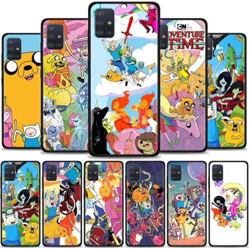 Adventure Time Phone Case For Samsung Galaxy A51 A71 5G A21s A11 A31 A41 A91 A72 A12 A02s Matte Bumper Shell TPU Fundas Black