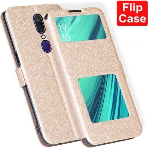 Open window cases For OPPO A9 A9X A9S Case OPPOA9 back Cover PU Leather Flip Cover For OPPO A9 X shell For OPPO A9 S phone coque