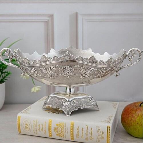 Europe creative zinc alloy silver fruit plate fruit bowls metal dishes fruitschaal dry fruit tray for table decoration