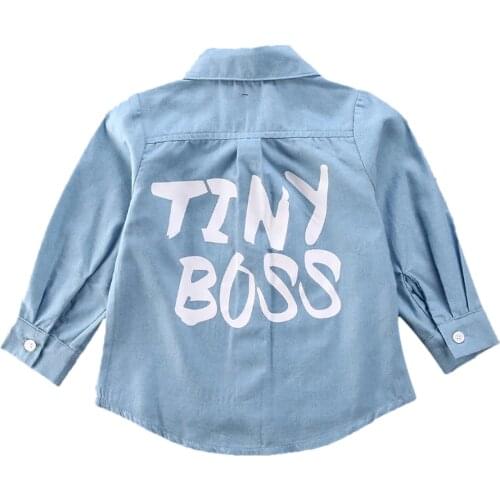 Focusnorm 2020 Fashion 2-7 Years Newborn Kid Baby Girl TINY BOSS Shirts Tops Clothes Denim Long Sleeve Coat Shirt