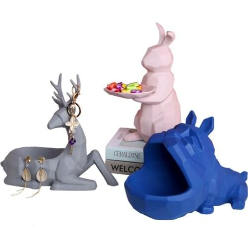 [HHT] Nordic Ceramic Crafts Cute Animal Statue Porch Key Storage Home Decoration Living Room Coffee Table Debris Storage Tray