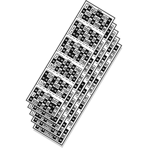 Set of 540 bingo cards. In various colors. They are branded, we also have die cuts. Can also be customized