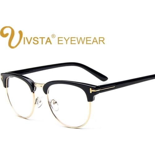 IVSTA Vintage Metal Semi Rimless Glasses Clear Lenses Optical Spectacle Eyeglasses Men Women TF8015 Eyewear Frames Brand Myopia
