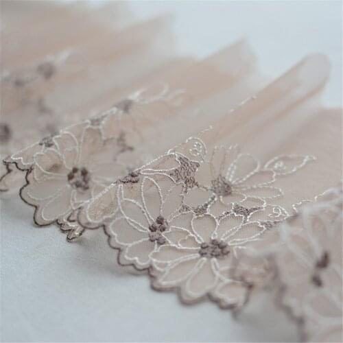 Exquisite black coffee mesh embroidery diy lace flower skirt clothes curtain laciness decoration accessories 23cm * 1 yard