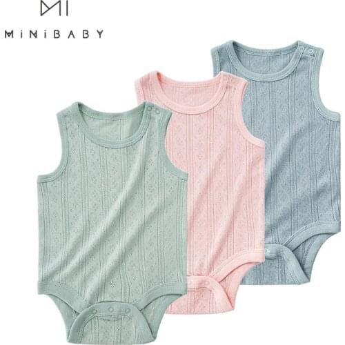 2021 Newborn Girls Bodysuits Cotton Baby Clothes For Boys Summer Sleeveless Breathable Jumpsuits 0-24m Sports Clothing Pajamas