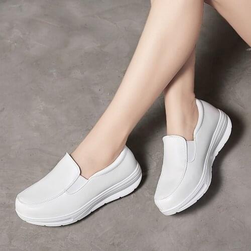Womens Spring Autumn Casual Shoes High Rise Rocker Shoes Thick Soles Comfortable Anti Slip Shoes Small White Shoes Nurse Shoes