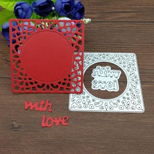 2pc Wish Letters With Love Square Lace Metal Cutting Dies Scrapbook card invitation paper craft party decor embossing stencil