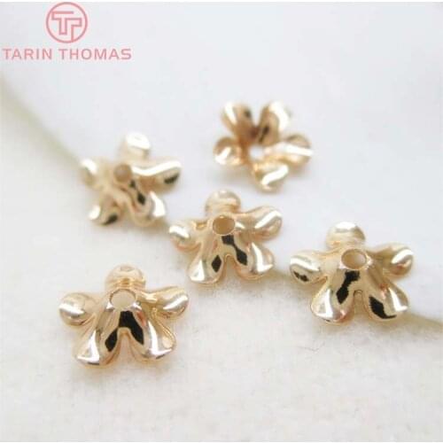 20PCS 7MM 24K Champagne Gold Color Plated Brass Beads Caps High Quality Diy Jewelry Findings Accessories Wholesale