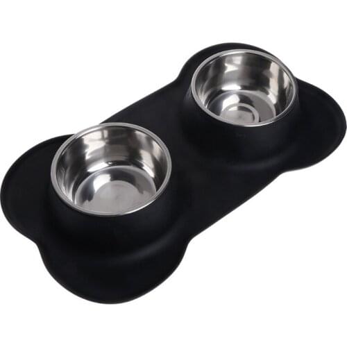 Pet Dog Puppy Cat Feeding Stainless Steel Dish Pet Drinking Bowl Food Feed Placement Dog Accessories Anti-overflow Tableware