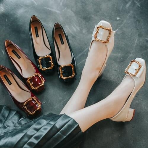 Quality microfiber square metal buckle bow loafers non-slip chunky slip on moccasins 44 45 size women singles shoes chaussures