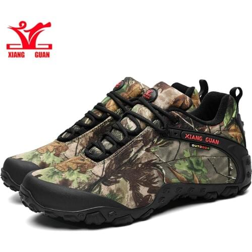 Men Hiking XIANG GUAN Men Hiking Boots Cow Leather Women Trekking Shoes Black Waterproof Sports Climbing Outdoor Hunting Sneaker