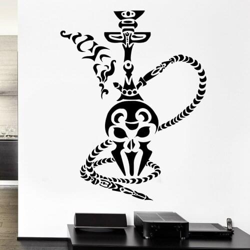 Shisha Wall Stickers Hookah Smoke Smoking Arabic Wall Decal Tobacco shop Vinyl Home Living Room Decoration Accessories X373