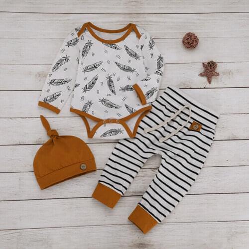 2020 New Fashion Newborn Kids Baby Girl Boy Clothes Tops Pants Hat Outfit Set Tracksuit