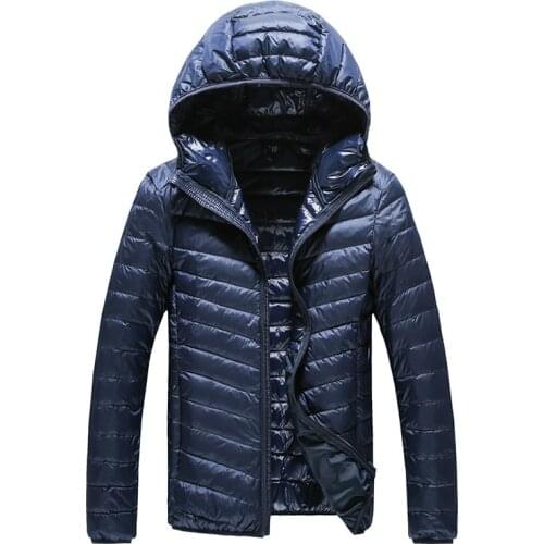 2020 New High-end Warm Fashion for Men Feather Hooded Down Jacket Pure Color Boutique Mens Feather Down Coat Thin Light Jackets