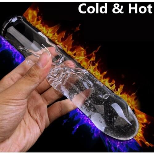 Medical-Grade Crystal Glass Huge Dildo Transparent Hollow Add Hot Ice Water Anal Butt Plug Super Smooth Massage Stick for Women
