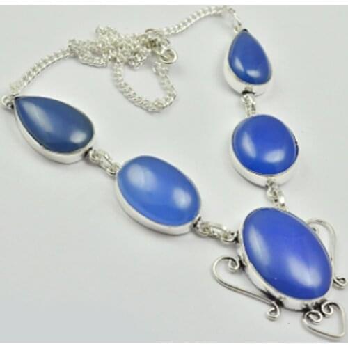 Chalcedony Necklace Silver Overlay over Copper , 47cm, N2506