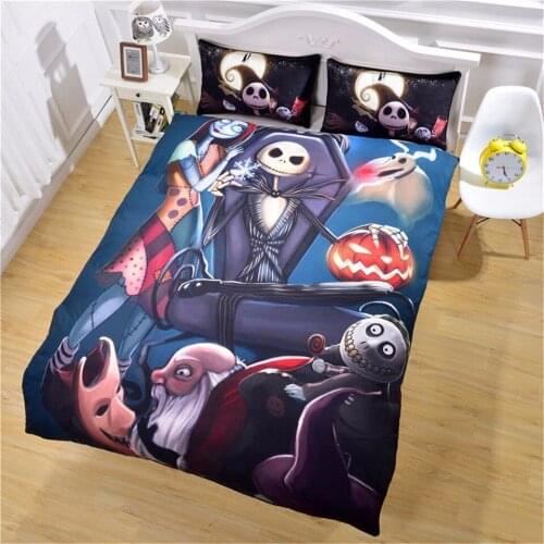 Duvet Cover soul of Christmas Eve skeleton bride colour 3pcs British Style Family student dormitory Quilt cover pillowcase