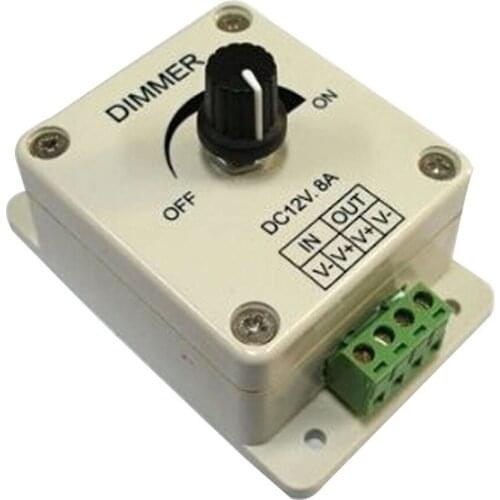 PWM Knob Dimmer DC 12-24V 1 Channel 96W 8A LED Light Controller Manual Controller