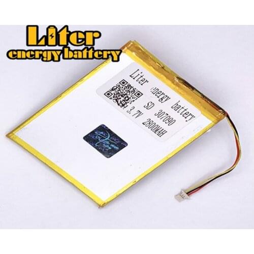 Plug 1.0-3P 307090 2800mah 3.7V Rechargeable lipo battery solar li ion polymer lithium Tablet PC Battery
