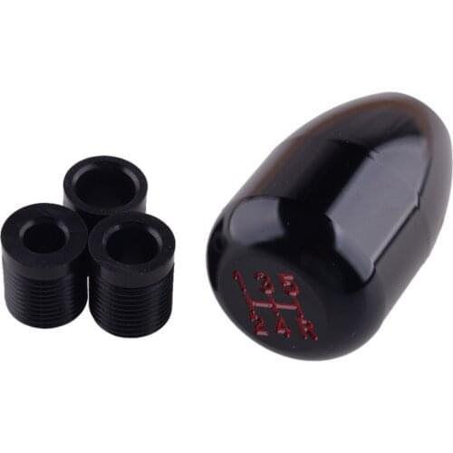 5 Speed Type-R Gear Stick Shift Shifter Knob with 12mm 10mm 8mm Threaded Adapter for Universal Manual Transmission Car