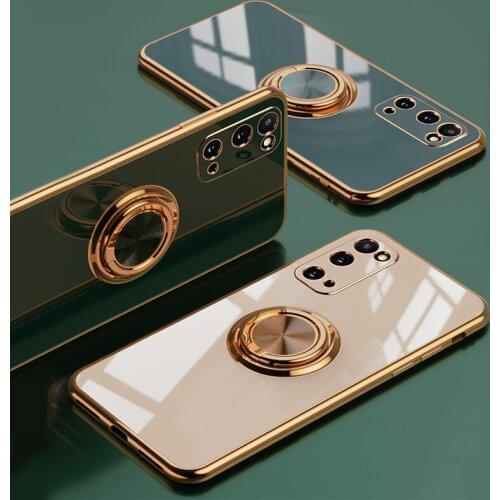 S21 Plus 5G Car Magnetic Holder Case For Samsung Galaxy S21 S20 Ultra S20 FE Case Metal Finger Ring Silicone Soft Back Cover