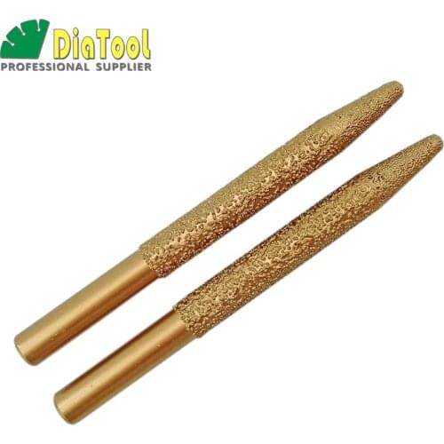 SHDIATOOL 2pcs CNC Vaccum Brazed Diamond Engraving Bits 12-6/100mm Taper Ball End Stone Cutter granite marble masonry ceramic