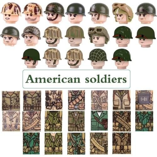 World War II Military USA Figures Marine Corps Building Blocks WW2 Soldier Army Weapon Parts MOC Bricks Accessories Kids Toys