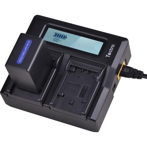 Tectra 1pcs NP-FH100 NPFH100 NP FH100 Camera Battery + LCD Rapid Dual Charger For Sony DCR-SX40 SX40R SX41 HDR-CX105 SR42E SR45E
