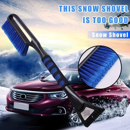 Car Telescoping Ice Scraper Snow Remover Shovel Brush 2-in-1 Auto Window Windscreen Windshield Deicing Cleaning Scraping Tool