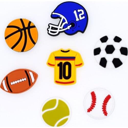 Ball Shoe Decoration Buckle Charms soccer football vollyball basketball ball Tshirt jbz for croc Bracelets kids birthday Gifts