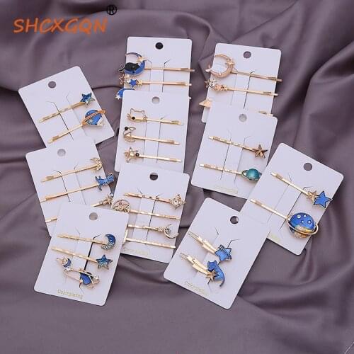 Sky/stars Hairpins Hair Clips Barrettes Pins Hairgrip Candy Colorful Snap Waterdrop Kids Hair Accessories For Women,ACC303