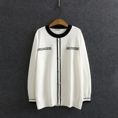 Oversize Women Sweater Autumn/Winter Jumper Chic Pearl Contrast Pullover Knitted Undershirt Fashion Casual Loose Tops 2020