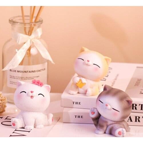 ZOCDOU 1 Piece Creative Cute Cat Small Statue Little Figurine Crafts Figure Ornament Miniatures