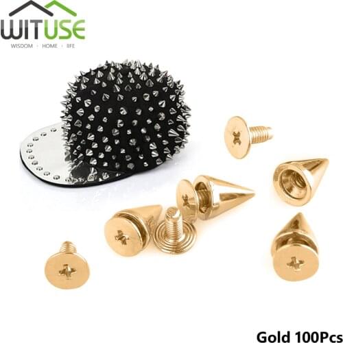 10mm 100 50 20pcs Punk Rock Bullet Rivets Studs Metal Cone Spots Spikes For Leather Craft Bags Shoes Clothes Decoration Supplies