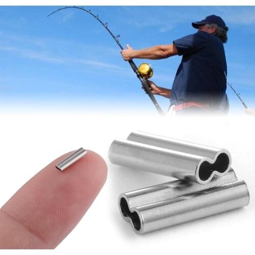 100pcs Double Oval Copper Tube Fishing Line Crimping Sleeves Tube Connector Fishing Wire Tube Portable