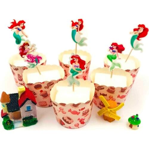 24pcs/set Mermaid Cake Topper Decor Halloween Birthday Party Event Supplies Birthday Baby Shower Supplies Cake Baking Decoration