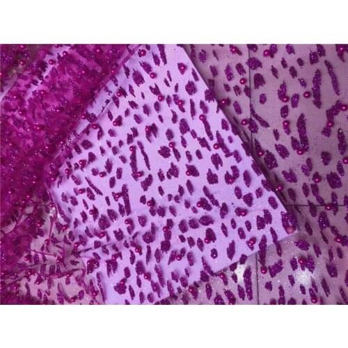 5 Yards/lot glitter style French Tulle Net fancy JRB-81021 african glued glitter lace fabric with beads For party Dress