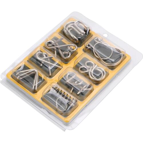 8Pcs/set Metal Wire Puzzle Game IQ Mind Test Brain Teaser Toys for Kids Adults
