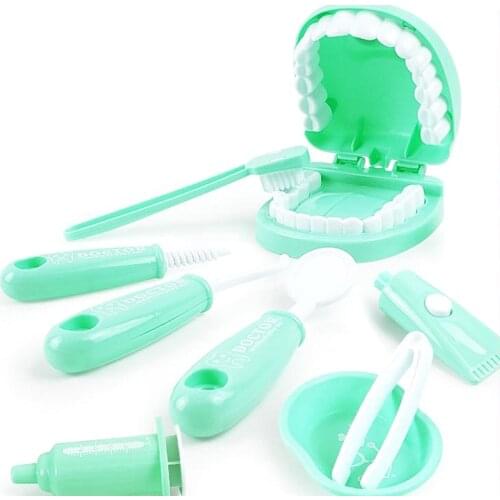 9Pcs Kids Pretend Play Toy Dentist Check Teeth Model Set Medical Kit Educational Role Play Simulation Learing Toys For Children