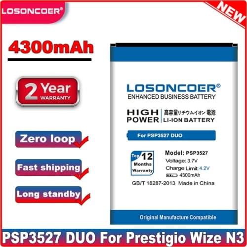 LOSONCOER NEW 4300mAh PSP3527 DUO PSP3507 battery For Prestigio Wize N3 PSP3507DUO PSP 3507 PSP3527DUO PSP5502 Muze A5 battery
