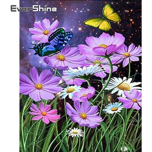 EverShine Diamond Embroidery Butterfly Rhinestones Diamond Painting Animal Cross Stitch Mosaic Flower Full Square Handmade Hobby