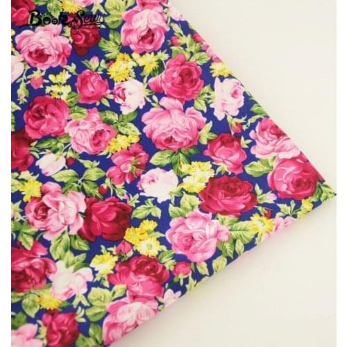 Booksew 100% Cotton Poplin Fabric Fat Quarter Flower Deign Soft Sewing For Craft Clothing Girls' Dress Shirt Home Decoration CM