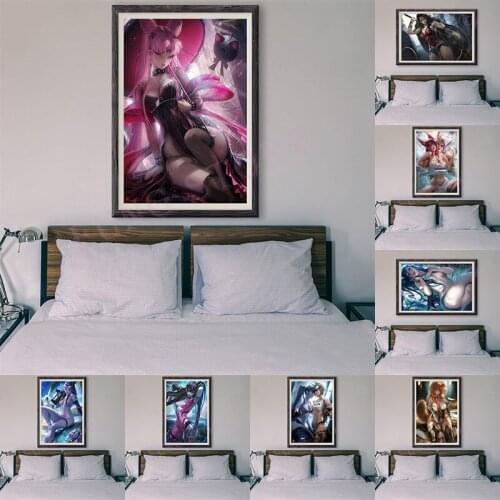 CH48 Anime Girl Cute Sexy Comic Succubus Widowmaker Wolf Girl Custom Silk Poster Home Deco Wall Art Christmas Gift