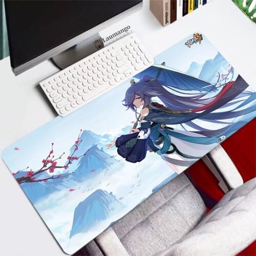 Girl Anime Mousepad Big Mause Pad Gamer Desk Gamers Accessories Gaming Keyboard PC Gamer Cabinet Varmilo Rug Honkai Impact 3rd