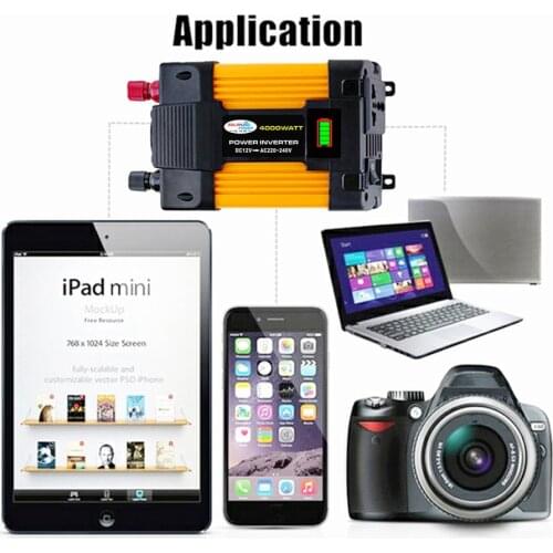 4000W Power Inverter Solar Car Boat Inverters Converter DC 12V To AC 220V USB Charger Modified Wave With Display