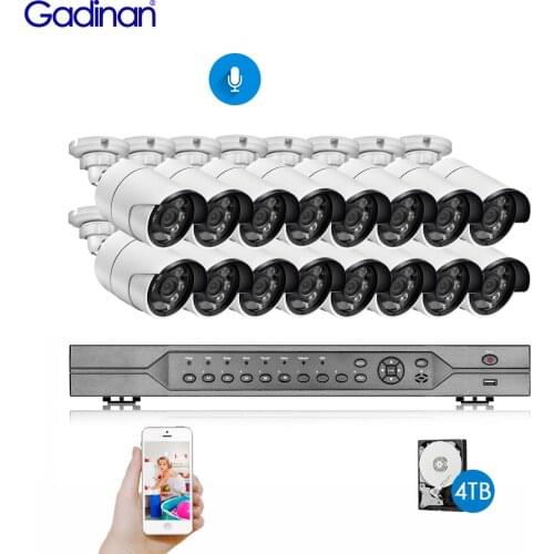 HD POE NVR Kit H.265AI 16CH 5MP 4K CCTV System IR Outdoor Audio P2P AI IP Camera Video Security Surveillance Set 4TB HDD