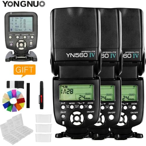 3PCS Yongnuo YN560 IV YN560IV +YN560TX Flash Controller For Canon Nikon with free 3 Flash Diffuser Box Wireless Speedlite Flash