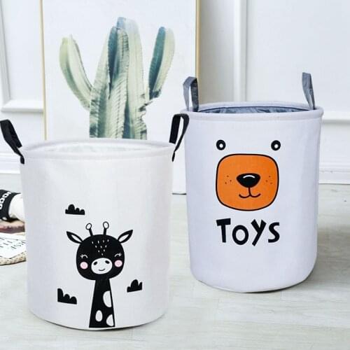 Home Storage Basket EVA Thickened Laundry Basket Baby Kids Toy Receiving Bucket Foldable Cartoons Printing Sundries Container