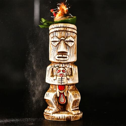 American Style Shameful TIKI Mug Hawaii Ceramics Statue Bar Nightclub Funny Cocktail Glass Sandy Beach Cold Drink Smoothie Cup