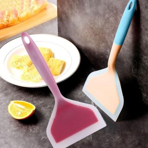 10 color Silicone Kitchen Ware Cooking Utensils Spatula Beef Meat Egg Kitchen Scraper Wide Pizza Cooking Tools Shovel Non-stick